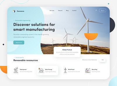 Geowave landing page branding clean ui colors design header design icon landing page landing page design ui ux web website