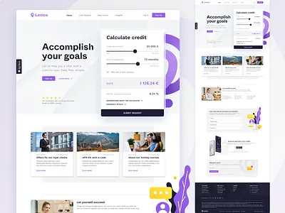 Lonico Website app branding business calculator credit design experience finance fintech interface loan modern screen technology ui user ux web website