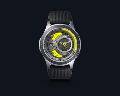 Blade Gyroscope classwatch gadget gear illustration industrial machinery metal silver smartwatch watch watchface yellow