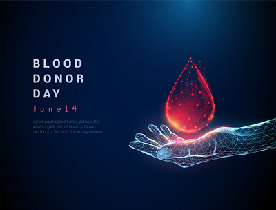 Blood donor day abstract abstraction art blood charity day design digital donate donatuion drop future futuristic hand low lowpoly neon poly technology wireframe