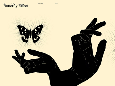 Butterfly effect abstract butterfly composition eye fragment hand illustration laconic lines minimal poster poster art