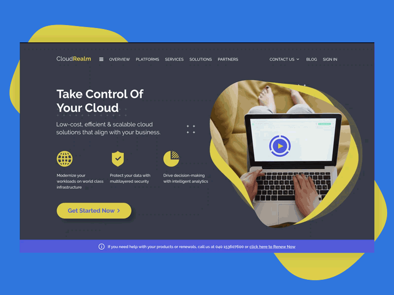 Cloud Services Home Page art direction clean design cloud services dark home homepage interaction interaction animation minimal responsive layout ui ux web website