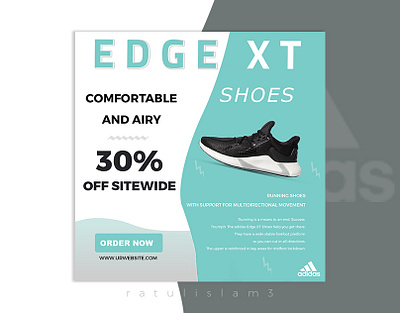 Social Media Ad Banner Design - Adidas Edge XT ad banner adobe photoshop advertising banner design branding edge xt facebook ad instagram banner instagram post poster poster design shoes ad