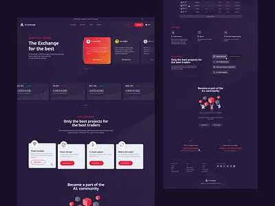 A1 Exchange Landing Page blockchain crypto cryptocurrency exchange landing layout platform principle trading ui web website