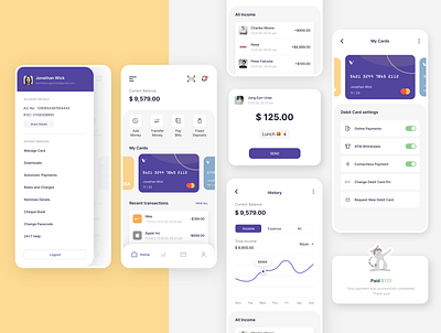 Finance App adobexd atm bank bank card banking bankingapp card credit card debitcard finance finance app money money app money transfer transaction transaction app ui ux wallet wallet app