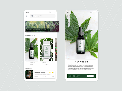 CBD product online store UI adobe xd app branding cannabis cbd oil clean ui design ecommerce flat interface typography ui ux