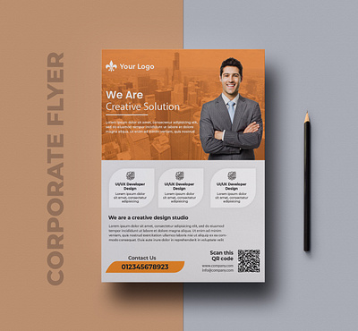 Corporate business flyer design template agency blue business clean concept conceptual corporate design flexible flyer gray identity light modern photoshop print ready professional simple template visual identity