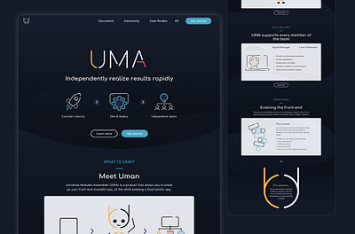 Website Design For Developer Tool alien background design blue branding dark blue dark mode dark website design glow icons illustration landing page sketch space ui uiux webdesign