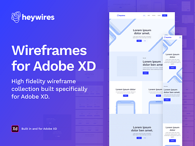 heywires - Adobe XD Wireframe Kit adobe xd adobexd components freebie ui uiux wire frame wire frames wireframe wireframe design wireframe kit wireframe wednesday wireframes wireframing wires