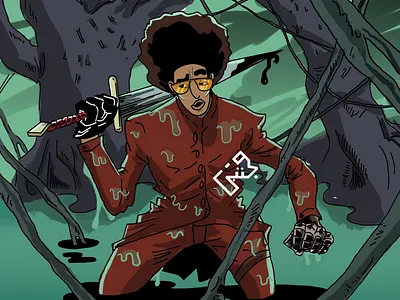 Lost in the Bog animation bog comic comicbooks design flat forest illustration muslim pakistan swap sword swordsman vector