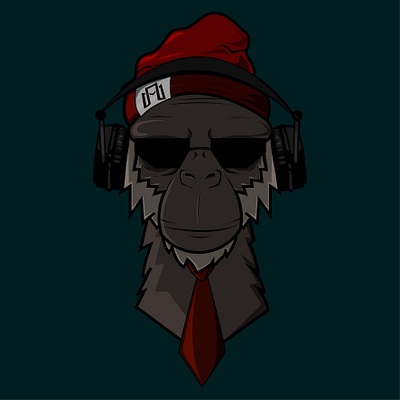 Dj Monkey adobe illustrator branding design illustration illustrator logo minimal monkey vector