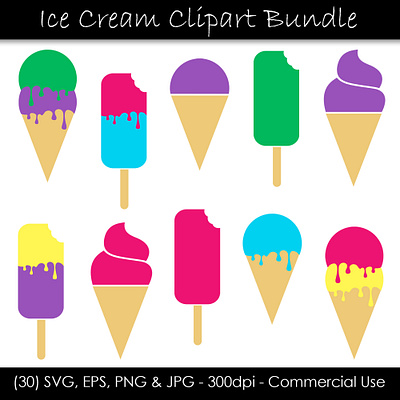 Ice Cream Vector Bundle - GJSArt clip art clipart design digital art ice cream illustration svg vector vector art