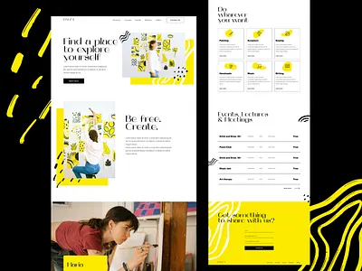 MUZA Landing Page 2 abstract art black brutal courses design landing landing page ui ux webdesign website yellow