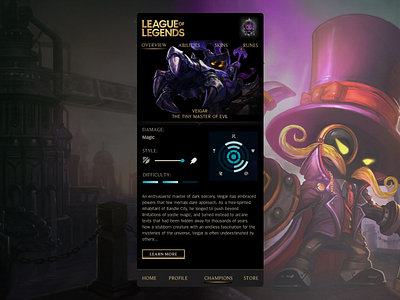 League of Legend User app dark dark ui design design art leagueoflegends lol mobile ui uiux ux