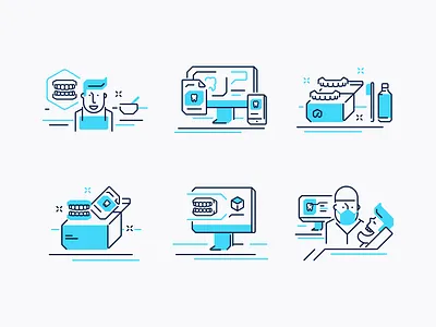 32D's Infographic illustration bold branding color dental dental care design flat icon illustration infographic linework vector