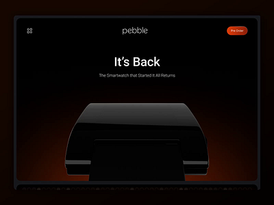 Pebble It's Back 3d animation black blender branding hard surface landing modeling pebble smart smartwatch ui visual watch wearable web design