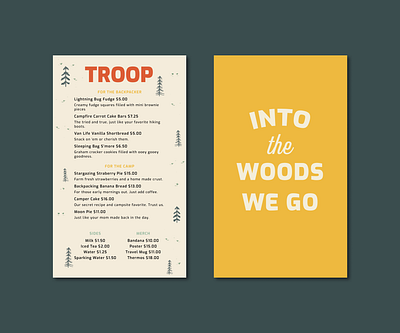 Menu concept for TROOP brand identity branding design menu menu design print retro vintage