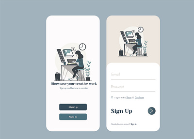 Sign In / Sign up UI animation app art illustration minimal ui ux vector