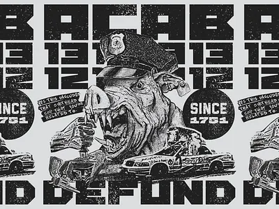 DEFUND 1312 acab defund fuck12 graphic design illustartion pig texture xerox