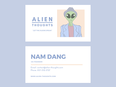 Minimalist Business Card (Alien Thoughts) alien thoughts business card graphic design illustration minimalist purple