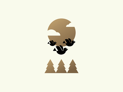 Birds badges bird logo birds brand branding clouds design gold identity illustration logo packaging pine print simple trees typography