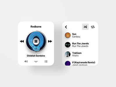 Music Player Exploration - Apple Watch app apple apple watch clean light minimal mobile music player playlist product design round simple smart watch stream ui uiux ux watchos widget