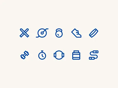 Joyfit Workout Icons blue brand design icon identity illustration line print ui vector