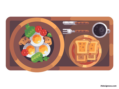 Veggie Breakfast 2d bread brekfast coffee coffee cup daily illustration design eggs flat art flat design illustration illustration art illustration design illustrations plate rustic salad vector vegetarian vegetarian breakfast