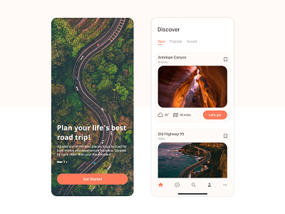 Travel App - Concept UI app design ios mobile app mobile ui road trip roadtrip travel travel app ui ui design uidesign uiux ux