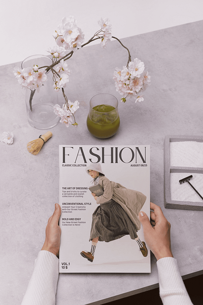 Elegant Fashion Magazine Cover branding design editorial design fashion graphic design magazine minimal mockup print design typography