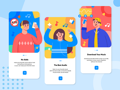 Gramofon - Music Apps app apps screen character character design design fullcolor fun illustration music music app music player onboarding ui ux vector
