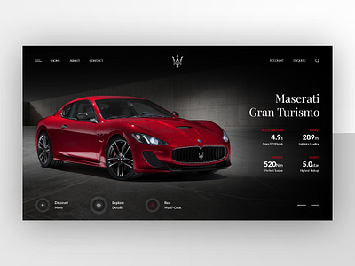 Maserati GT - Hero Section creative header hero hero image hero section homepage landing landing page maserati modern template ui ui design ui kit ux web app web design website design