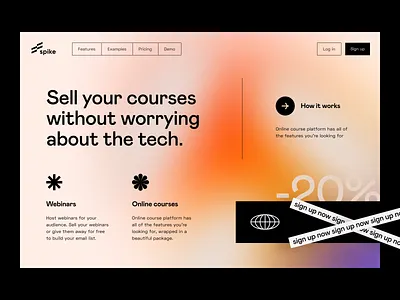 spike: homepage app courses e learning edtech education identity landing landing page memberships online product design product page promo site teach visual identity web web design webinar website