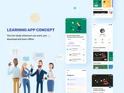 Izzi - Learning Mobile App academy clean clean design clean ui fancy illustration art learn learning ui ui kit ui ux uidesign uiux uiuxdesign ux