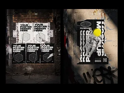 Urban Poster Wall Mockups adobe brand design branding design glued posters graphic design graphics mockup mockups photoshop poster poster art poster design poster designer poster mockup poster mockups posters template wall walls