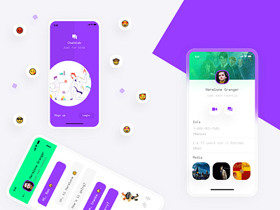 chat app (Hermione version) adobexd app chat chat app design harrypotter iphonex kids mobile purple ui