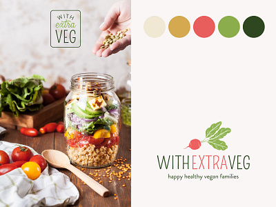 WithExtraVeg • Logo & Branding brand identity branding color palette food blog food illustration food logo healthy illustration logo logo and branding logo design vegan