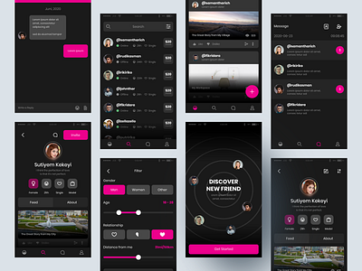 SingleMingle App - UI Design app mobile clean dailyui dark mode dark ui development inkscape message app messaging minimal mockup product design ui uidesign uiux ux uxdesign webdesign website website design