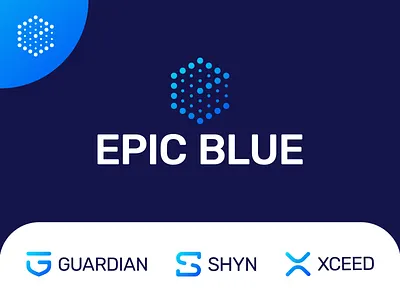 EPIC BLUE - Approved Logo Design and Product Icons 3d brand identity brand pattern branding branding design development e letter logo epic logo g s x letter logo hexagon dot identity identity design iot location intelligent data logo logo design logo designer logotype media tech digital smart design