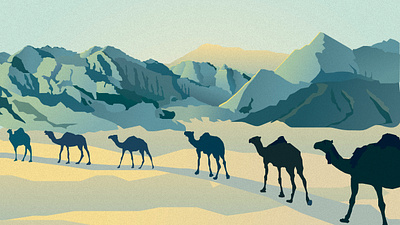 Camels in desert 🌵 Flat Illustration in Figma art camel camels desert design figma flat gradient gradient design graphic graphic design illustration illustration art minimal nature pen tool vector