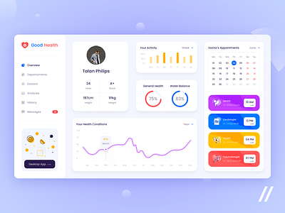 Patient's Healthcare Dashboard Design activity app calendar conditions dashboad design doctors healthcare mobile mvp online patient purrweb react native startup tracker ui ux web