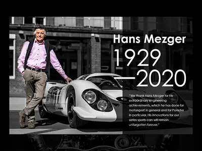 Hans Mezger 1929 - 2020 dailyui design porsche webdesign website websitedesign