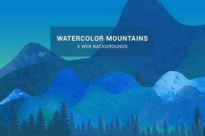 Watercolor Mountainscape Web Background background landscape mountain mountainious nature pattern rustic tileable trees watercolor web background