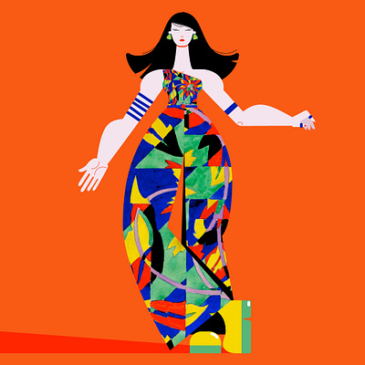 Fashion Girl 1970s blue design girl green illustration outfit style vector woman