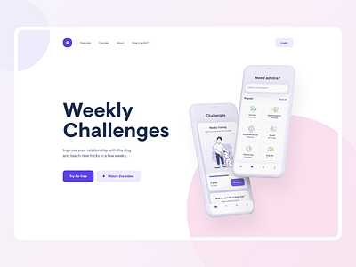 Dog Lovers 🐶 - Desktop WWW application clean colors design digital dog doggy dogs gradient illustration landing landingpage mobile mobile app pets round shadow ui white www