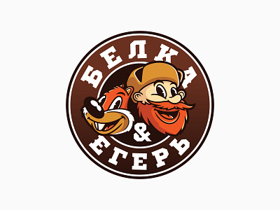 Белка и егерь branding design huntsman illustration logo squirrel squirrel logo vector