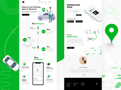 Parking App - Marketing Website app app design creative interaction design marketing mockup parking app product design user interface design user research ux ux ui design uxui website design