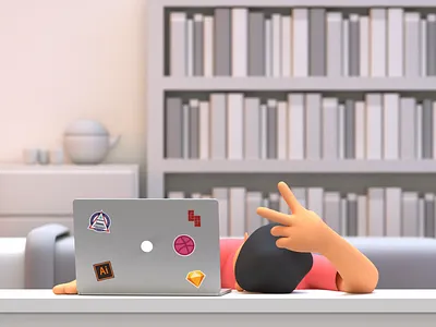 Hello Me ✌🏻 3d art blender3d blender3dart branding design illustration isometric low poly ui