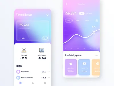 Fintech App account app apple balance cards charts concept creditcard fintech gradient mastercard mobile payment ui ux
