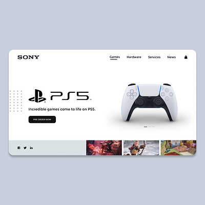 Sony PS5 UI Design Concept | Rish Designs dailyui figma hero landing page light ui minimal playstation5 ps5 rish rish designs ui ui ux ui design uidesign uiux ux uxui website website design website designer